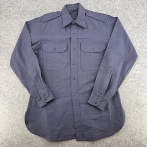 Unbranded Shirt Mens M Navy Blue Military Field Epaulet Button Down EUC
